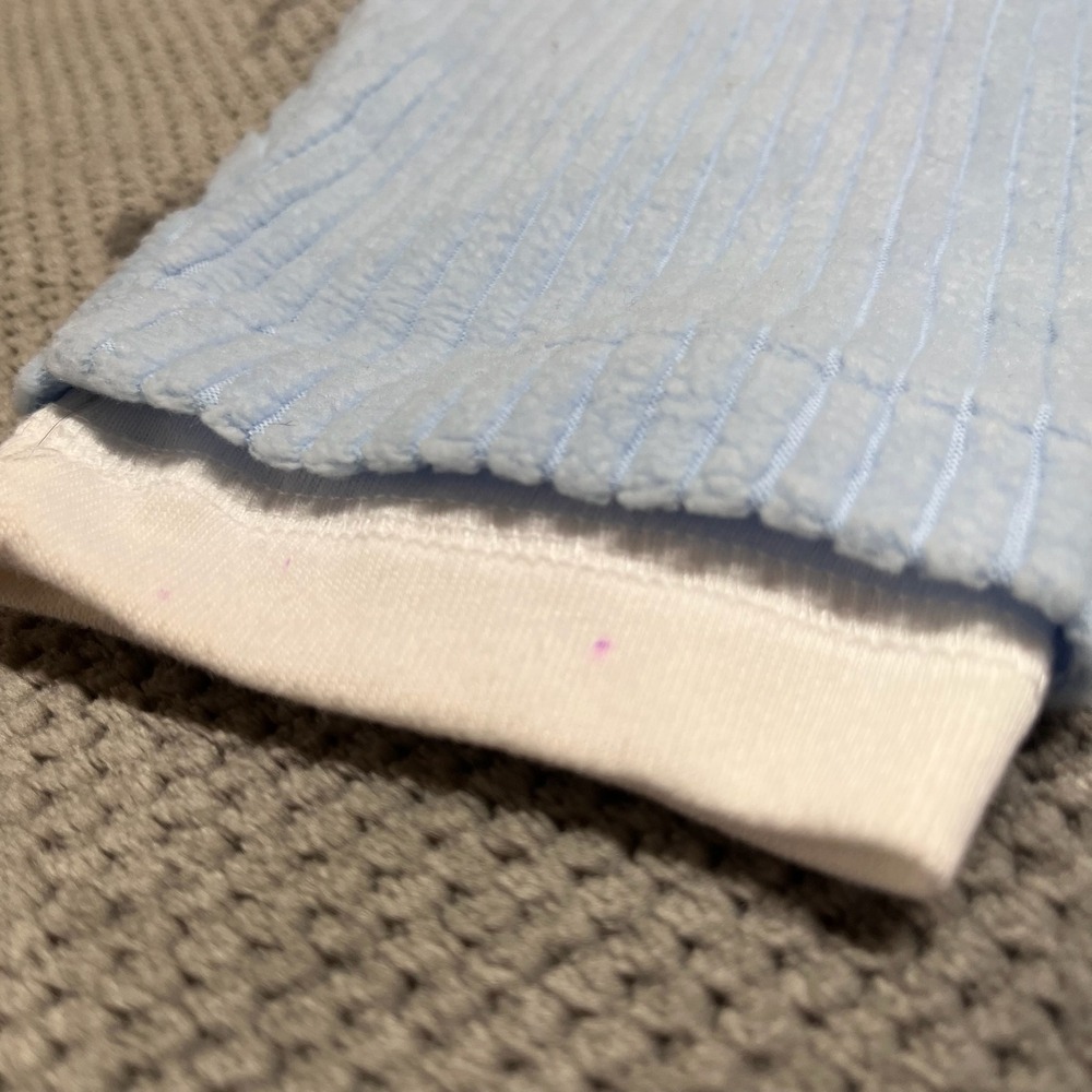 Fashion Bug Vintage Ribbed Sweatshirt XL Baby Blue Crewneck Double Layer Cuffs - Picture 8 of 8